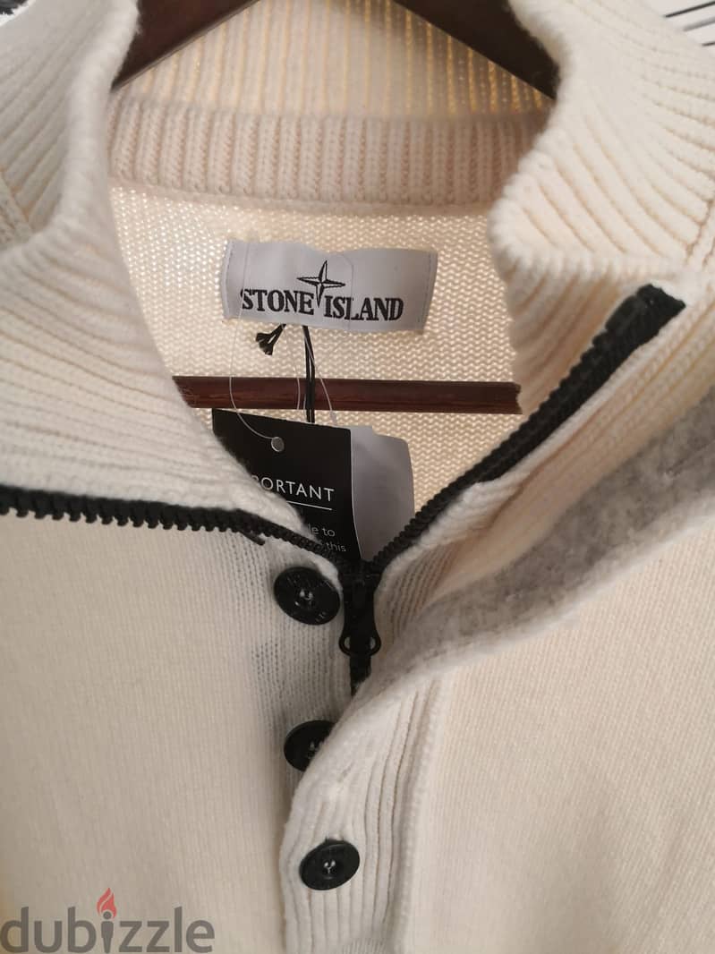STONE ISLAND ZIPPED AND BUTTON NECK PULLOVER/JUMPER/SWEATER/KNITWEAR 1