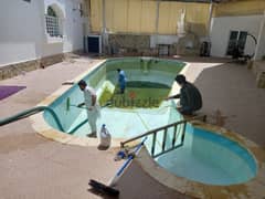 cleaning swimming pool and removed  sewerage water 0