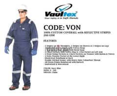 NaVy BlUE - 100% cOTTon cOVeRAll wITH rEfLecTivEs- 260 GsM