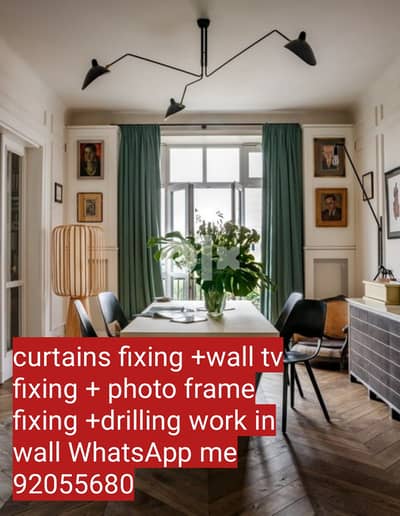 Curtains fixing, tv fixing in wall drilling work and Carpenter work