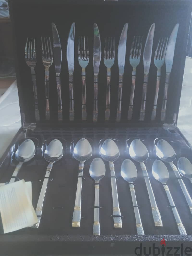F&S Stainless Steel Gold Plated Spoon set 24 piece 3