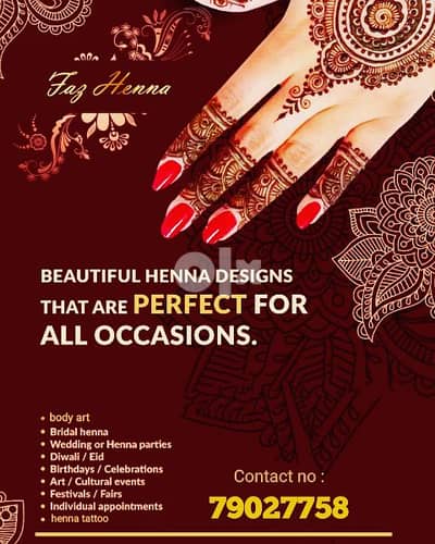 Henna Designer available for home service also