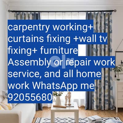Curtains fixing tv fixing drilling work and furniture work/Carpenter