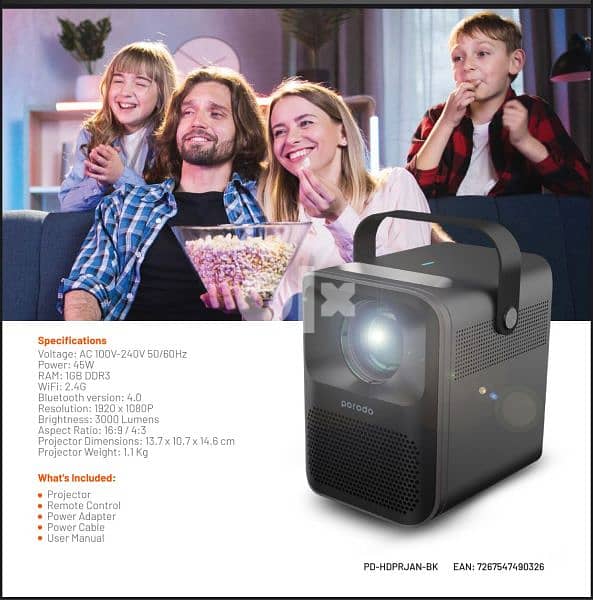 Porodo Lifestyle Full HD Portable Projector 1