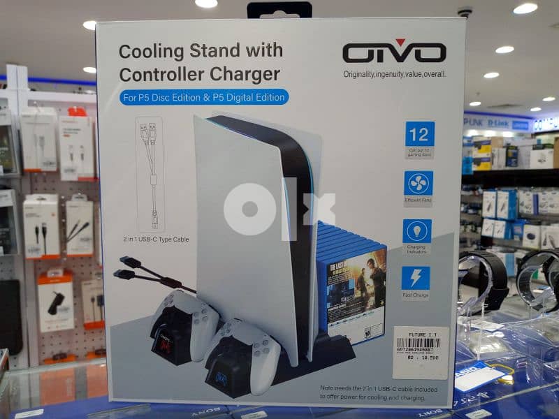 otvo Cooling stand with controller charger for PS 5 0