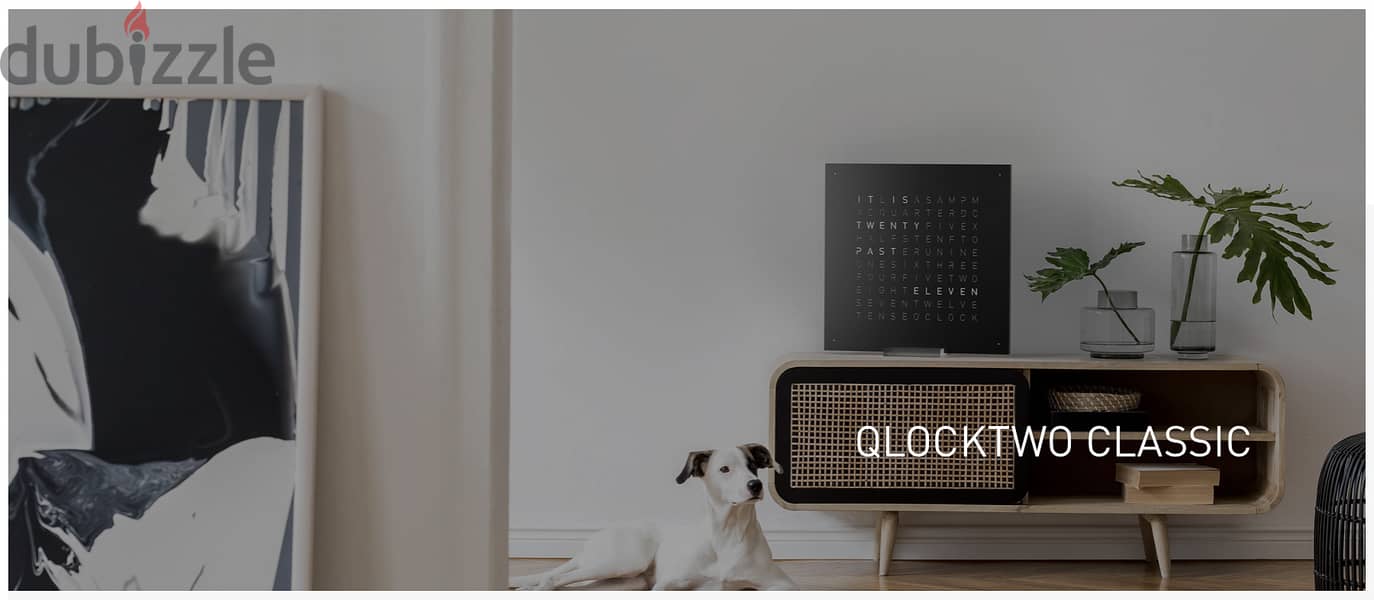 Qlock Two Clock Matt Black 45cm 2