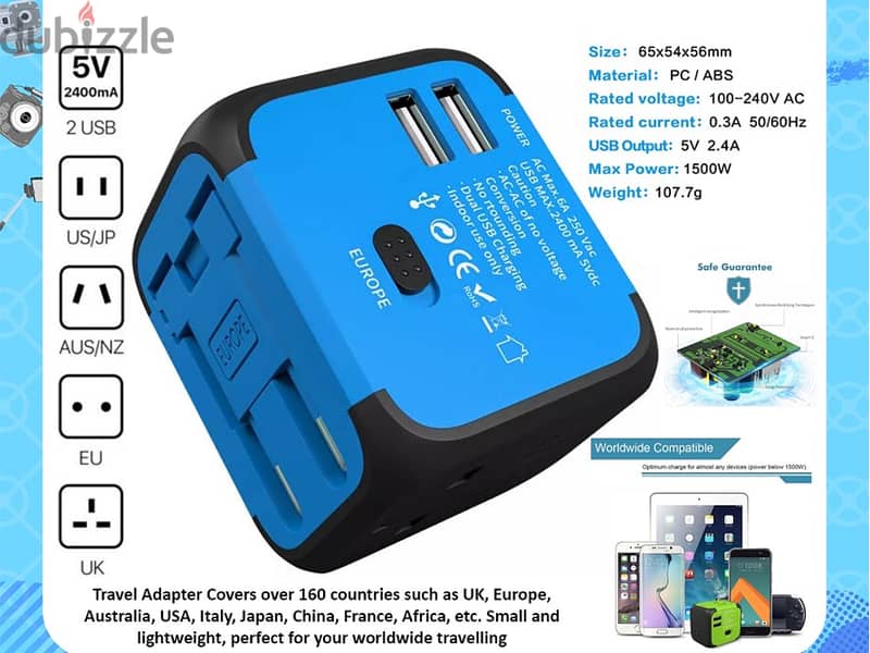 Travel Adapter with USB 2400ma (Brand-New) 0