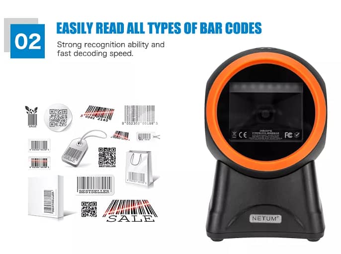 Automatic Omnidirectional Barcode Scanner Flatbed Desktop Handsfree 2