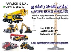 rental of all kind of heavy equipment and transportation