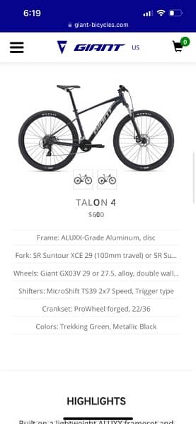 Giant Brand: Talon - USA bicycle 1