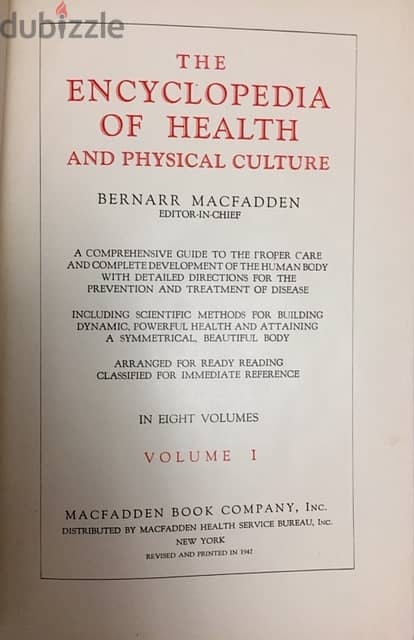 BOOK EncyclopediaOf Health Vol. I  Bernarr Macfadden 1