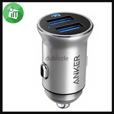 Anker 24W Power Drive, 4.8A Metal Dual USB Car Charger, Silver (NEW)