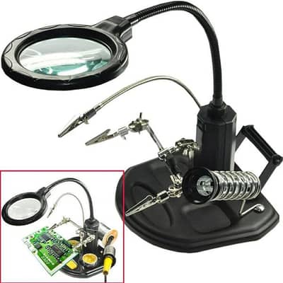 Soldering Station with LED Illuminated Magnifying Lens